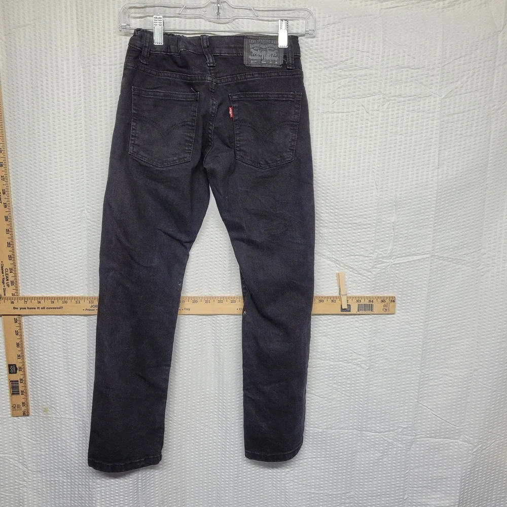Levis 511 Slim Boys Jeans Size 10 Reg W25 L26 Washed Black Denim 511-508